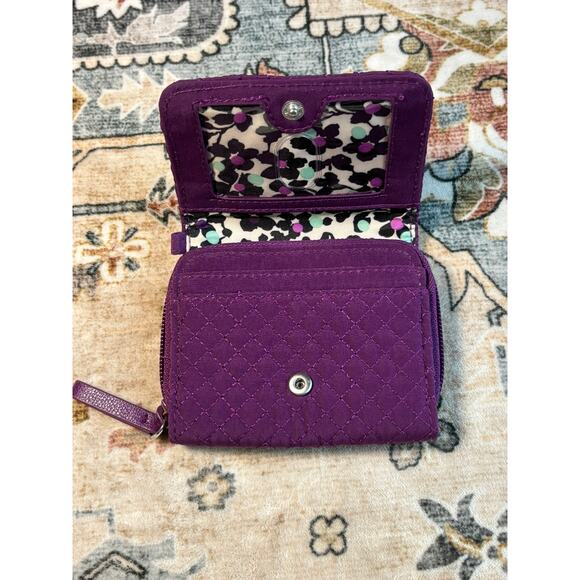 Vera Bradley RFID Riley Compact Mini Wallet Gloxinia Purple Trifold Wristlet - Picture 6 of 9
